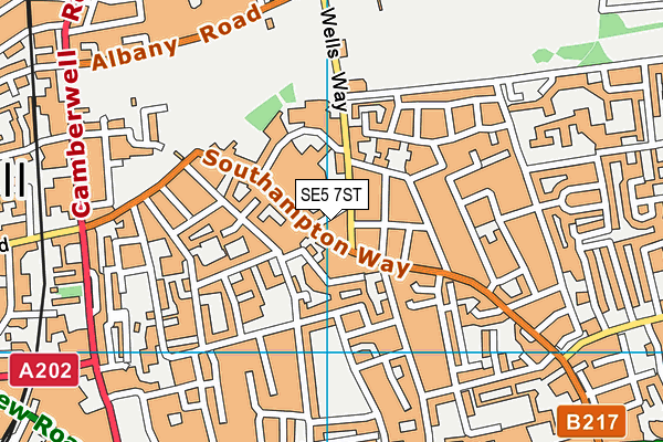 SE5 7ST map - OS VectorMap District (Ordnance Survey)