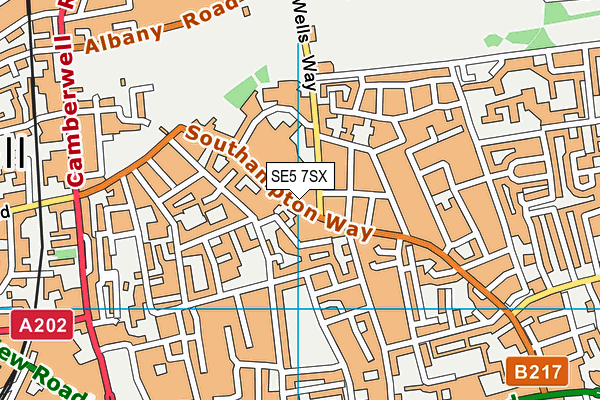 SE5 7SX map - OS VectorMap District (Ordnance Survey)
