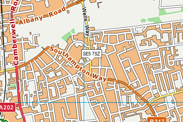 SE5 7SZ map - OS VectorMap District (Ordnance Survey)