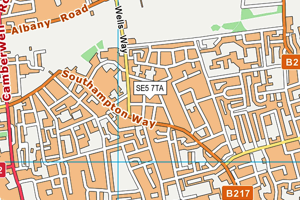 SE5 7TA map - OS VectorMap District (Ordnance Survey)