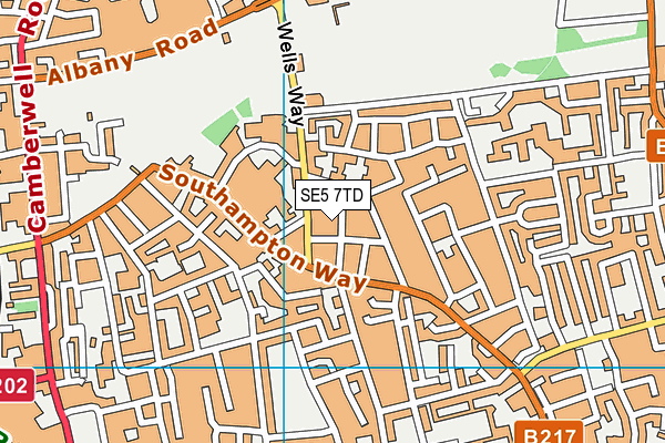 SE5 7TD map - OS VectorMap District (Ordnance Survey)