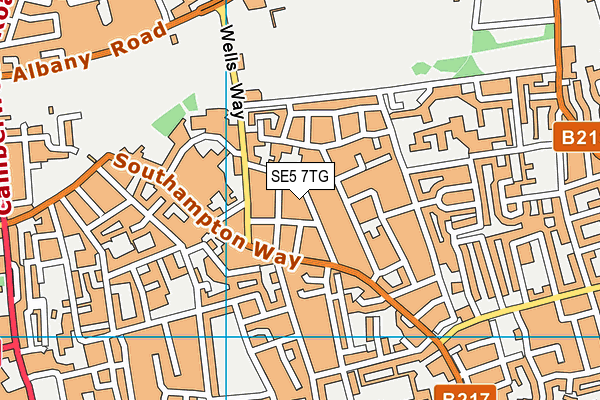 SE5 7TG map - OS VectorMap District (Ordnance Survey)