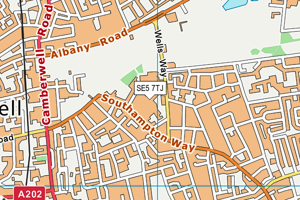 SE5 7TJ map - OS VectorMap District (Ordnance Survey)