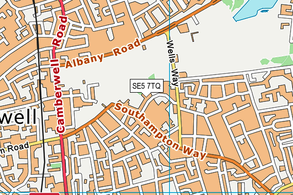 SE5 7TQ map - OS VectorMap District (Ordnance Survey)