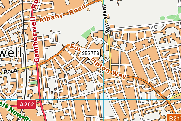 SE5 7TS map - OS VectorMap District (Ordnance Survey)