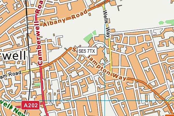 SE5 7TX map - OS VectorMap District (Ordnance Survey)