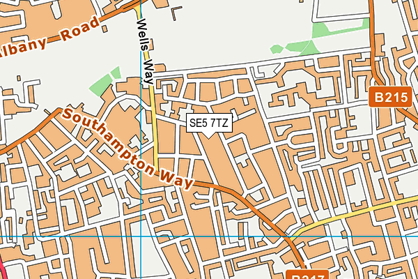 SE5 7TZ map - OS VectorMap District (Ordnance Survey)