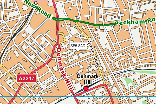 SE5 8AD map - OS VectorMap District (Ordnance Survey)