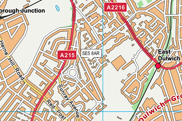SE5 8AR map - OS VectorMap District (Ordnance Survey)