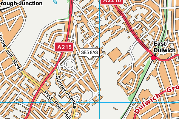 SE5 8AS map - OS VectorMap District (Ordnance Survey)
