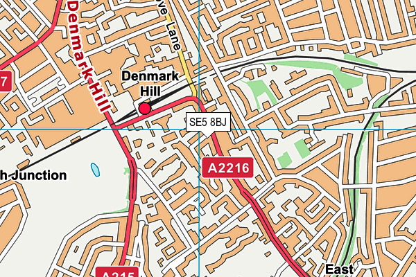 SE5 8BJ map - OS VectorMap District (Ordnance Survey)