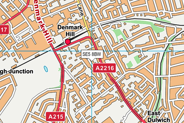 SE5 8BW map - OS VectorMap District (Ordnance Survey)
