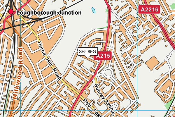 SE5 8EG map - OS VectorMap District (Ordnance Survey)