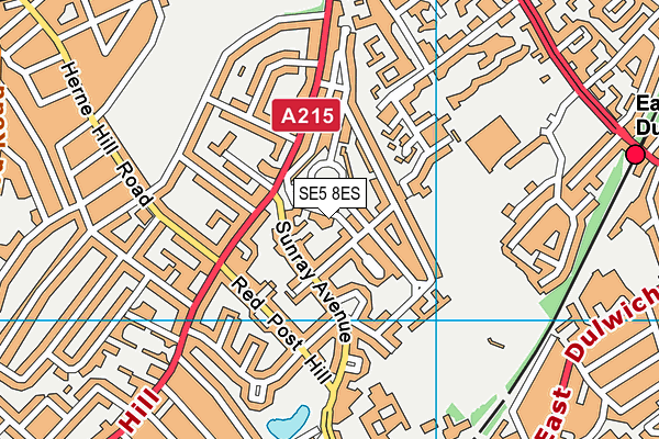 SE5 8ES map - OS VectorMap District (Ordnance Survey)