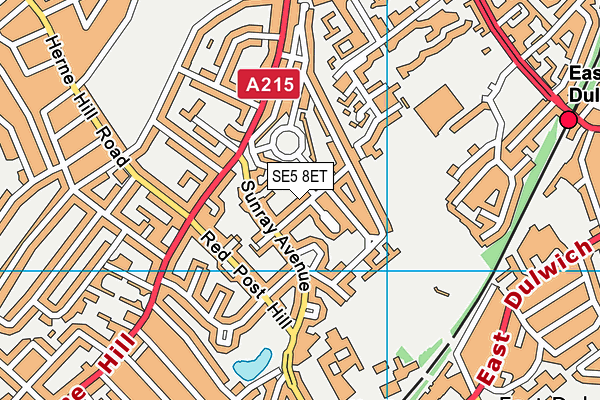 SE5 8ET map - OS VectorMap District (Ordnance Survey)