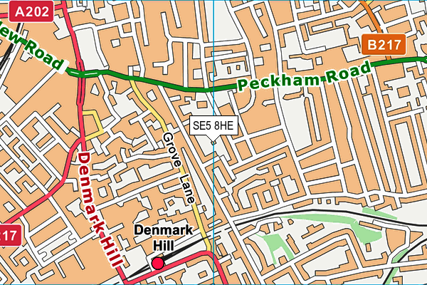 SE5 8HE map - OS VectorMap District (Ordnance Survey)