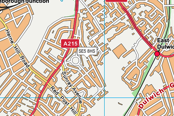 SE5 8HS map - OS VectorMap District (Ordnance Survey)