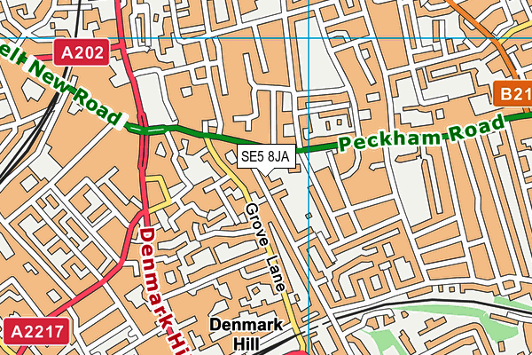 SE5 8JA map - OS VectorMap District (Ordnance Survey)