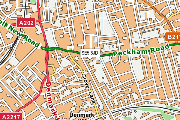 SE5 8JD map - OS VectorMap District (Ordnance Survey)
