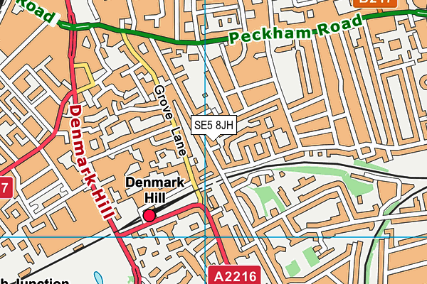 SE5 8JH map - OS VectorMap District (Ordnance Survey)
