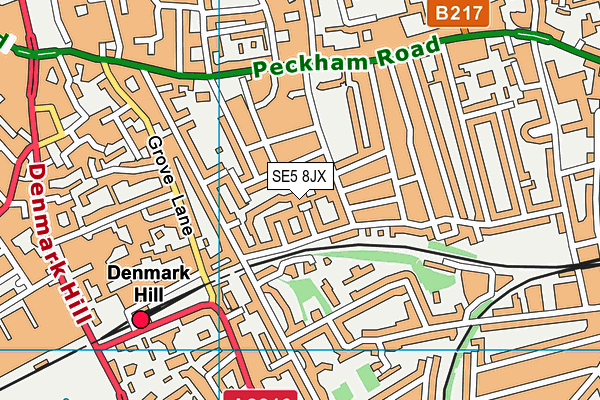 SE5 8JX map - OS VectorMap District (Ordnance Survey)