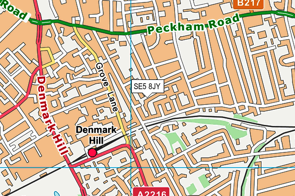 SE5 8JY map - OS VectorMap District (Ordnance Survey)