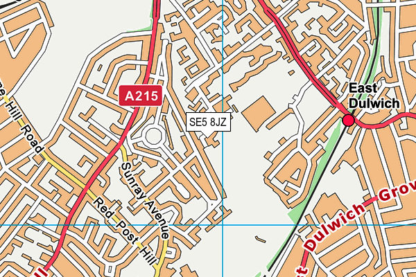 SE5 8JZ map - OS VectorMap District (Ordnance Survey)