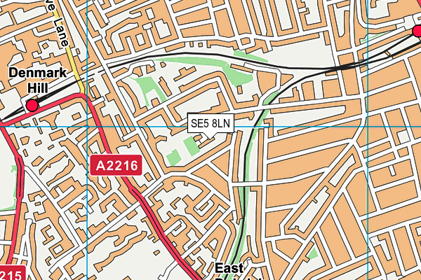 SE5 8LN map - OS VectorMap District (Ordnance Survey)