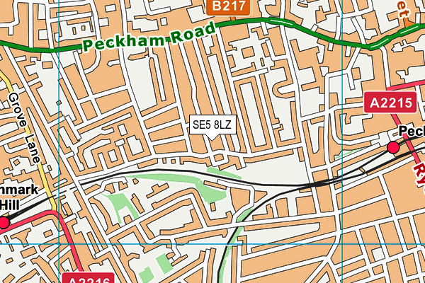 SE5 8LZ map - OS VectorMap District (Ordnance Survey)