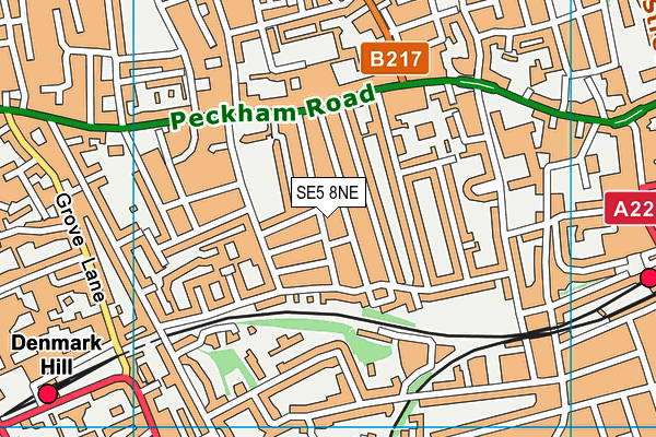 SE5 8NE map - OS VectorMap District (Ordnance Survey)