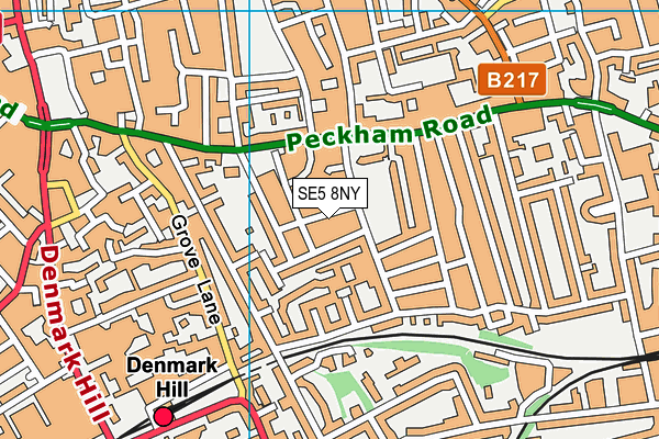 SE5 8NY map - OS VectorMap District (Ordnance Survey)