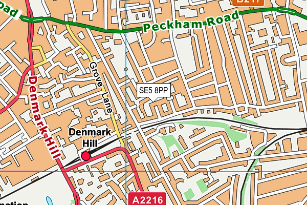 SE5 8PP map - OS VectorMap District (Ordnance Survey)