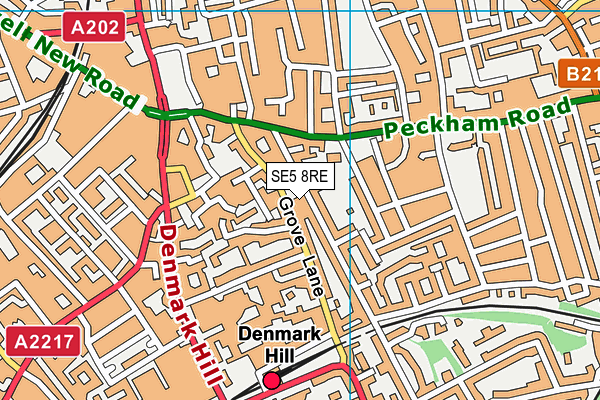 SE5 8RE map - OS VectorMap District (Ordnance Survey)