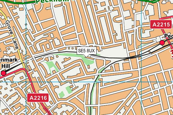 SE5 8UX map - OS VectorMap District (Ordnance Survey)