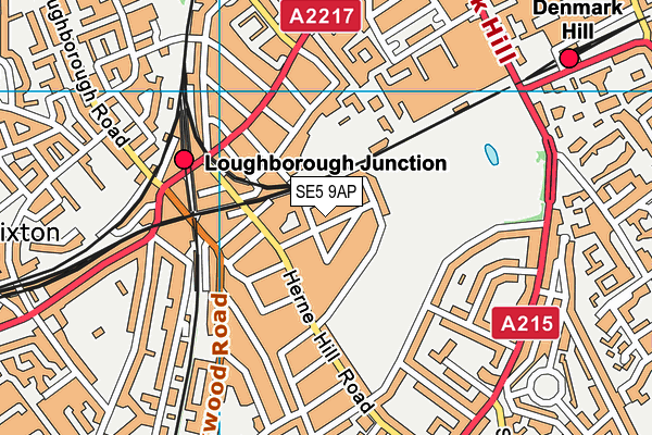 SE5 9AP map - OS VectorMap District (Ordnance Survey)