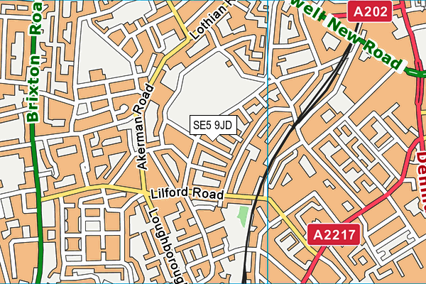SE5 9JD map - OS VectorMap District (Ordnance Survey)