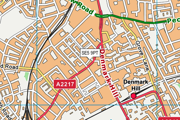 SE5 9PT map - OS VectorMap District (Ordnance Survey)