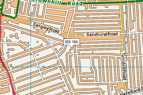 SE6 1BA map - OS VectorMap District (Ordnance Survey)