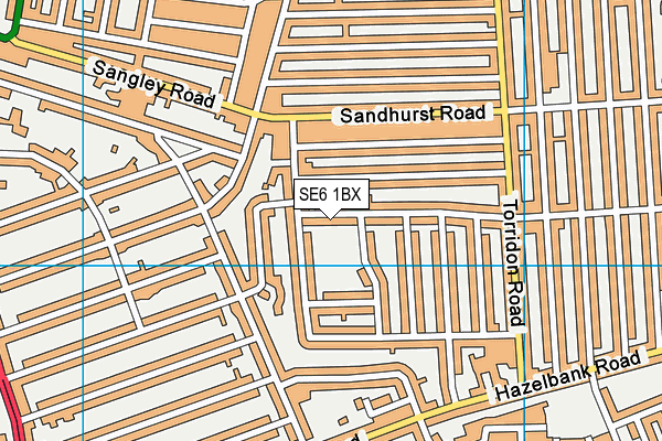 SE6 1BX map - OS VectorMap District (Ordnance Survey)
