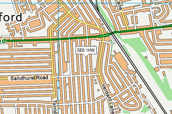 SE6 1HW map - OS VectorMap District (Ordnance Survey)