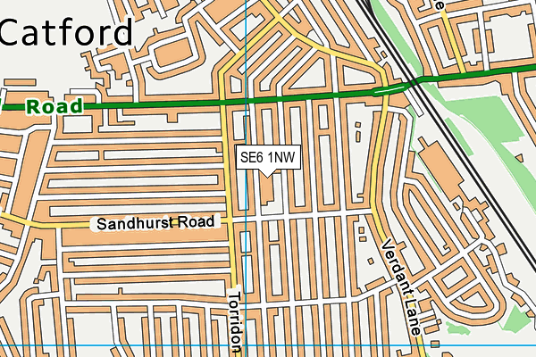 Sandhurst Primary School map (SE6 1NW) - OS VectorMap District (Ordnance Survey)