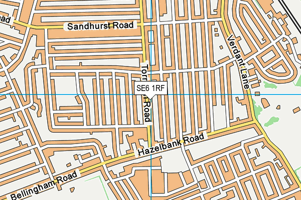 SE6 1RF map - OS VectorMap District (Ordnance Survey)