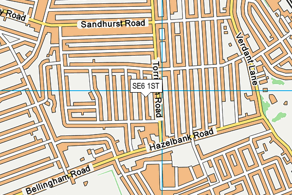 SE6 1ST map - OS VectorMap District (Ordnance Survey)