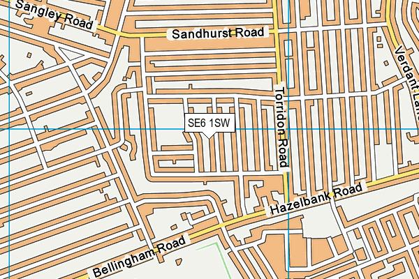 SE6 1SW map - OS VectorMap District (Ordnance Survey)