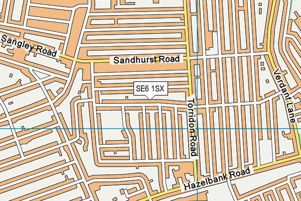 SE6 1SX map - OS VectorMap District (Ordnance Survey)