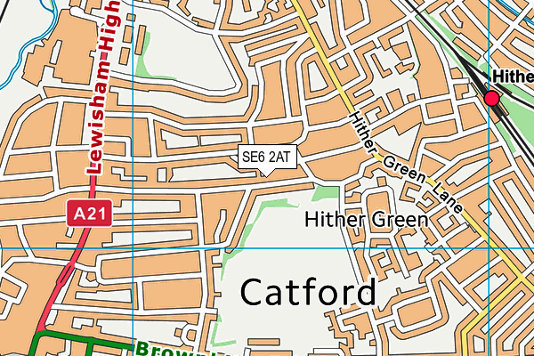 SE6 2AT map - OS VectorMap District (Ordnance Survey)