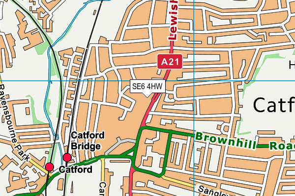 Puregym (London Catford Rushey Green) map (SE6 4HW) - OS VectorMap District (Ordnance Survey)