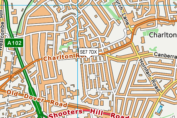 SE7 7DX map - OS VectorMap District (Ordnance Survey)
