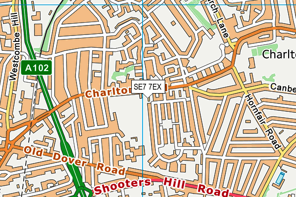 SE7 7EX map - OS VectorMap District (Ordnance Survey)