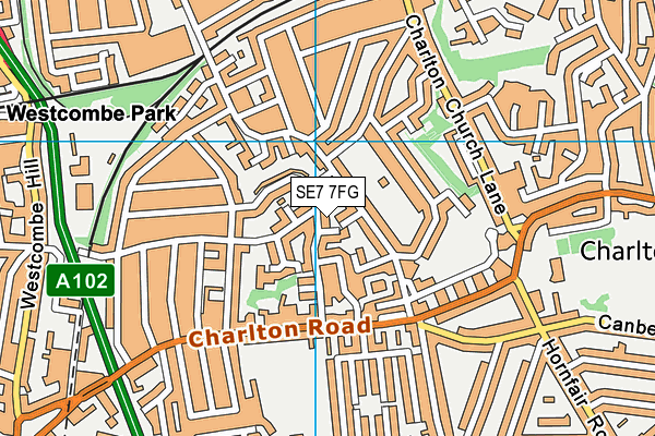 SE7 7FG map - OS VectorMap District (Ordnance Survey)